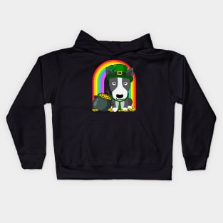 Bull Terrier Rainbow Irish Clover St Patrick Day Dog Gift graphic Kids Hoodie